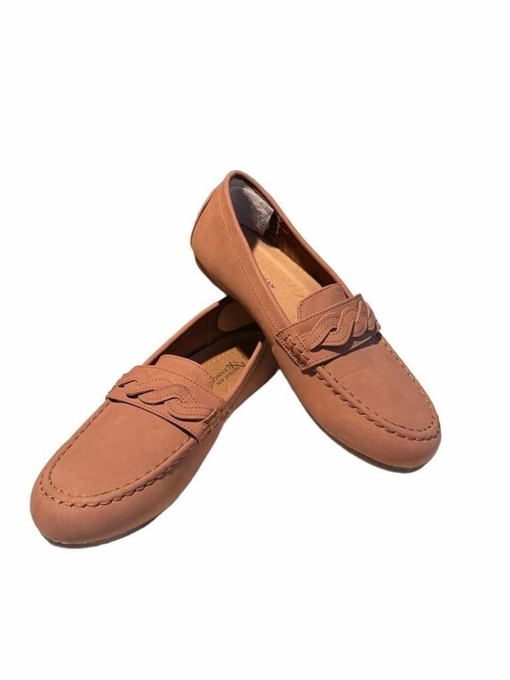 NWOT American Exchange Loafers Size 7.5W Brown Braided Strap Slip On Shoes